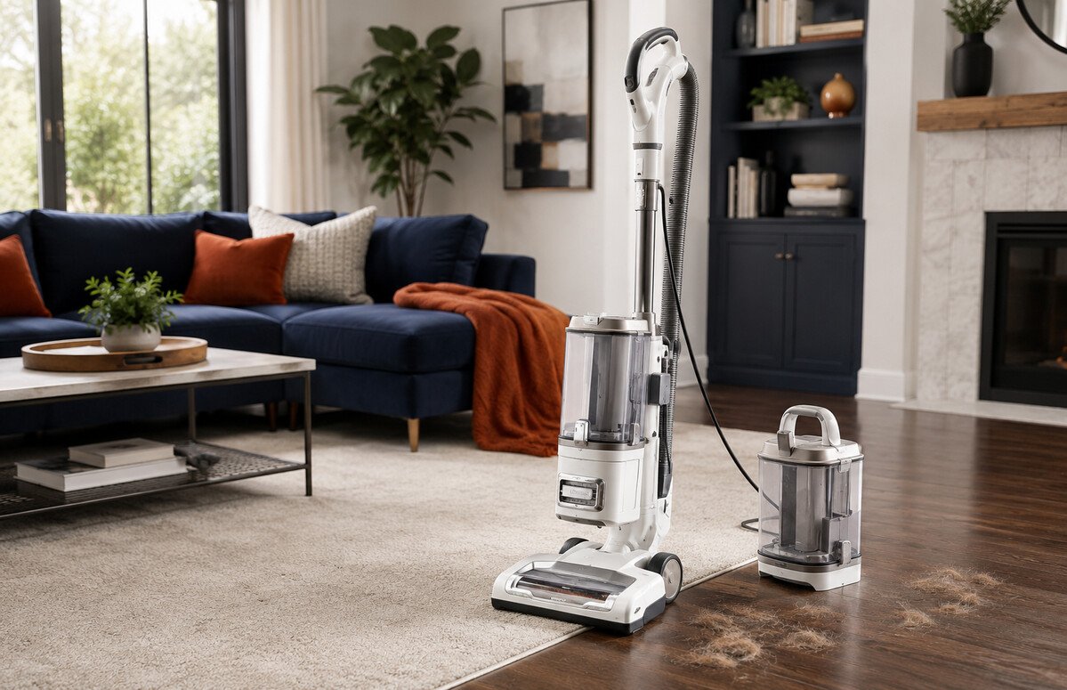 Shark Navigator NV356E Review showing Lift-Away carpet and hard floor cleaning